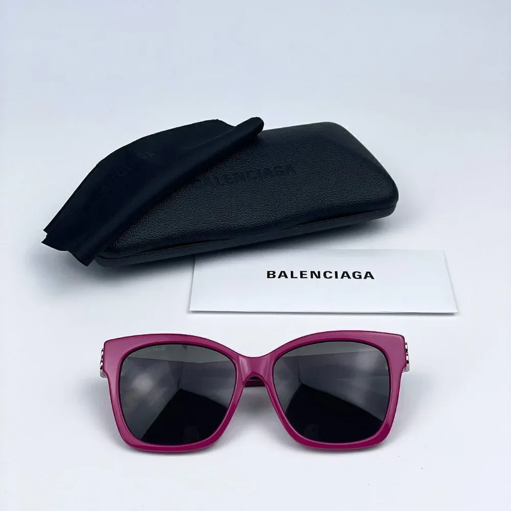SALE! NEW Balenciaga BB0102SA 013 Fuchsia Pink Grey Square Women Sunglasses